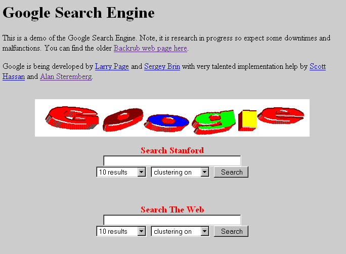 Google in its earliest alpha stage. (1997)